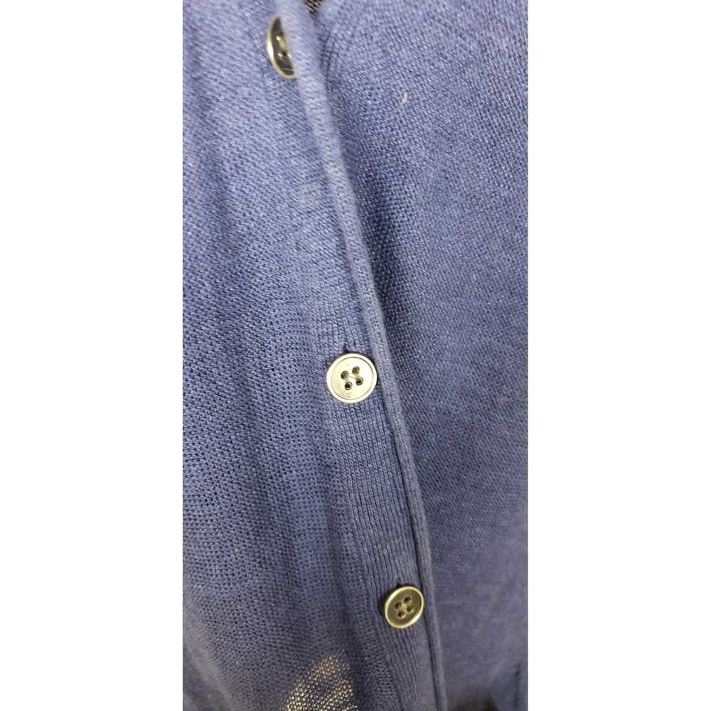 Eileen Fisher Navy Blue 100% Linen Longline V-Neck Button Cardigan Sweater L - Picture 4 of 10